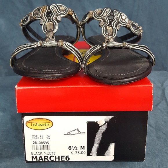Talbots Shoes - Talbots | Jeweled | Slide-On Sandal | Black | 6.5 M